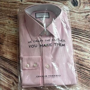 Charles Tyrwhitt Light Pink non iron Slim Fit  Dress Shirt 15 1/2